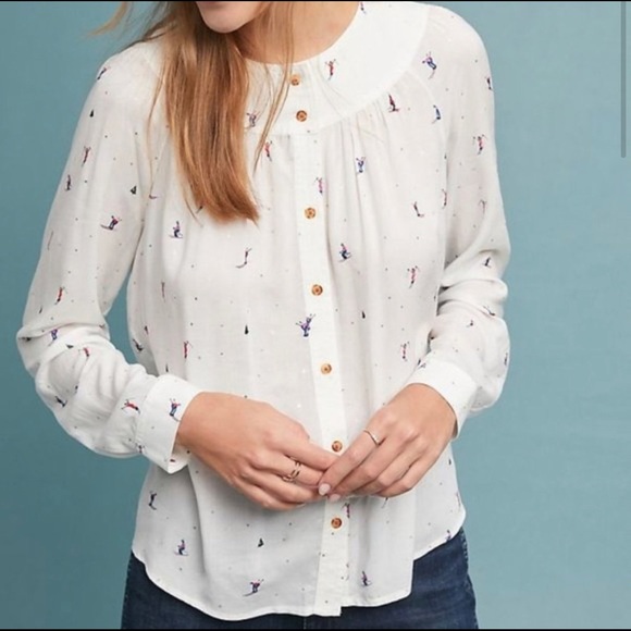 Anthropologie Tops - Anthropologie Conversations Ski Scene Blouse